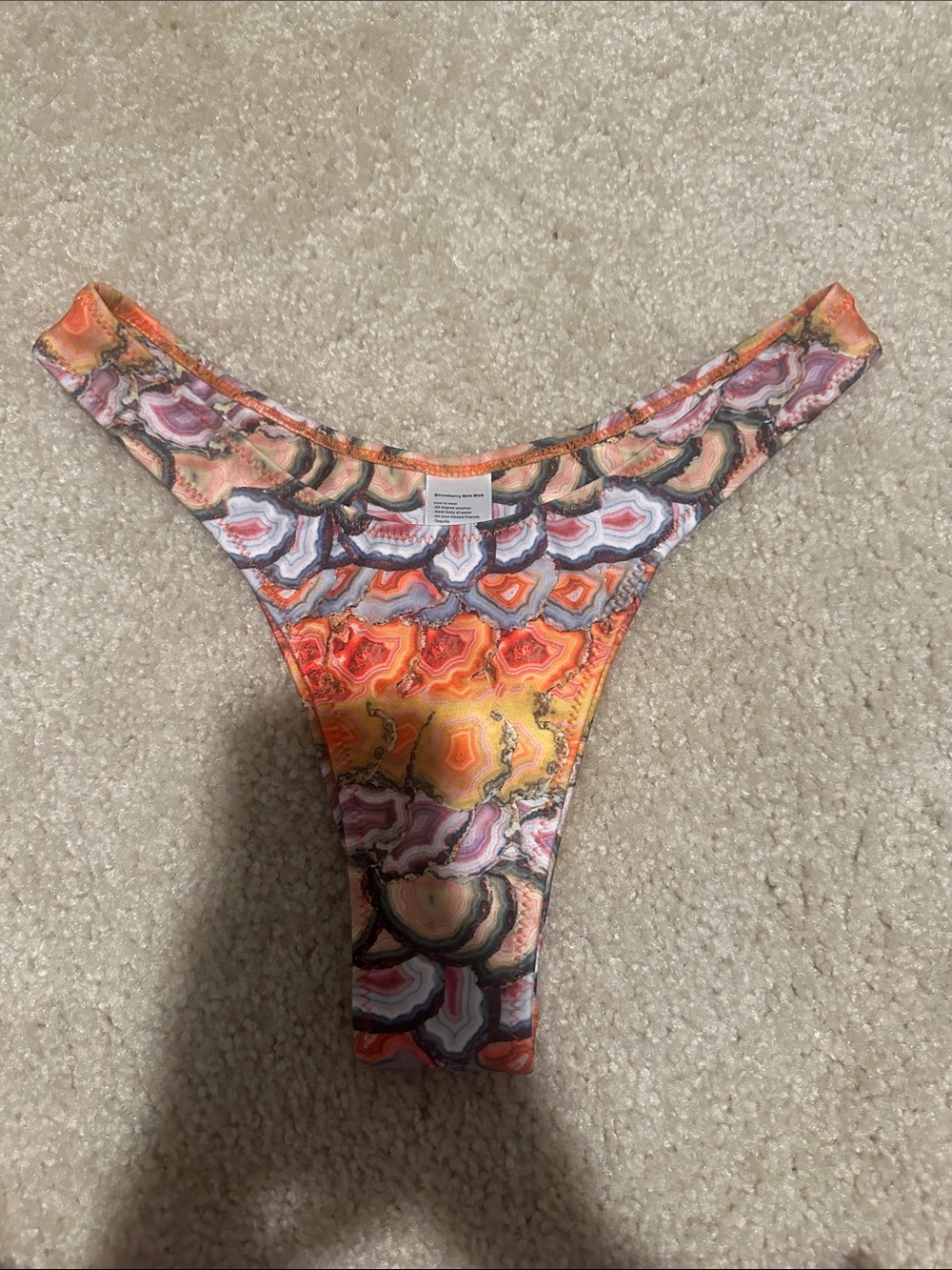Strawberry Milk Mob Orange Pink Patterned Women's Bikini Bottom